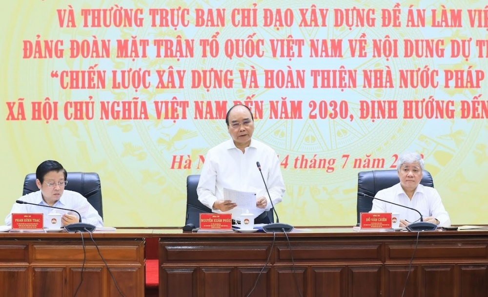 Chủ tịch nước Nguyễn Xuân Phúc làm việc với Đảng đoàn MTTQ Việt Nam về xây dựng Nhà nước pháp quyền