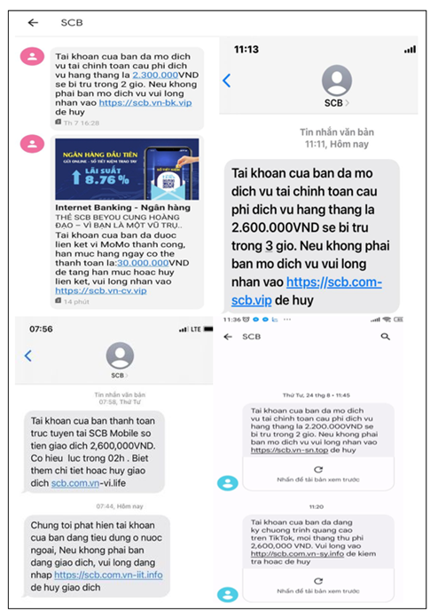 SCB cảnh báo tình trạng chèn sóng tạo tin nhắn giả mạo ngân hàng