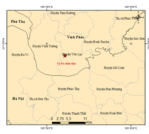 Động đất 3.2 độ richter tại Vĩnh Phúc