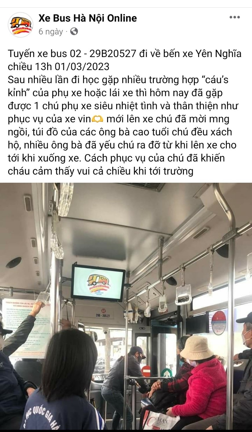 Phụ xe buýt “có tâm” được khen ngợi