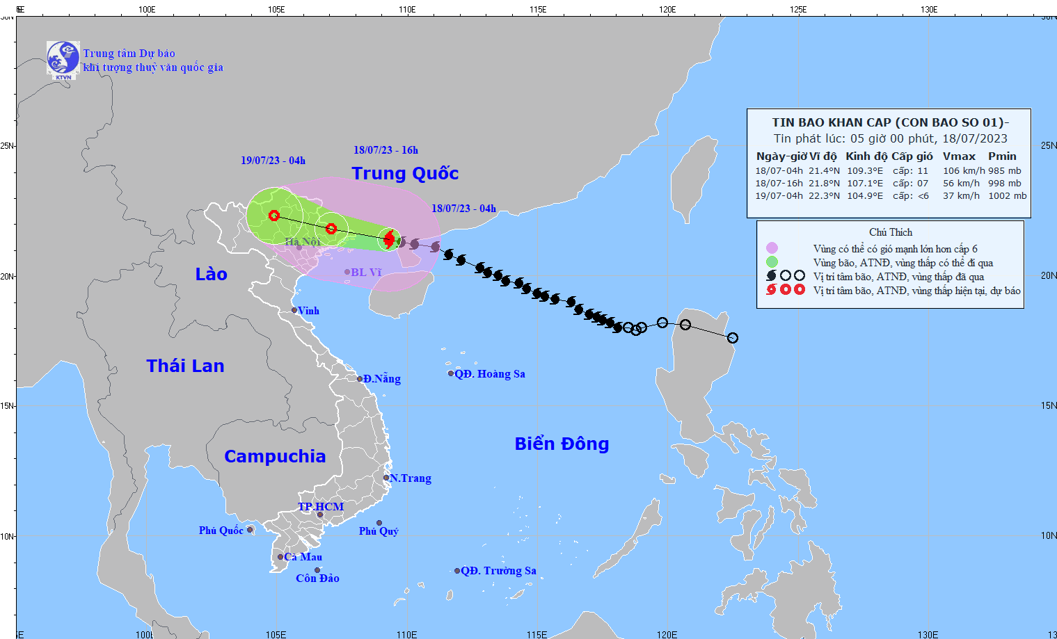 Bão số 1 giảm cấp, cách Móng Cái khoảng 140km