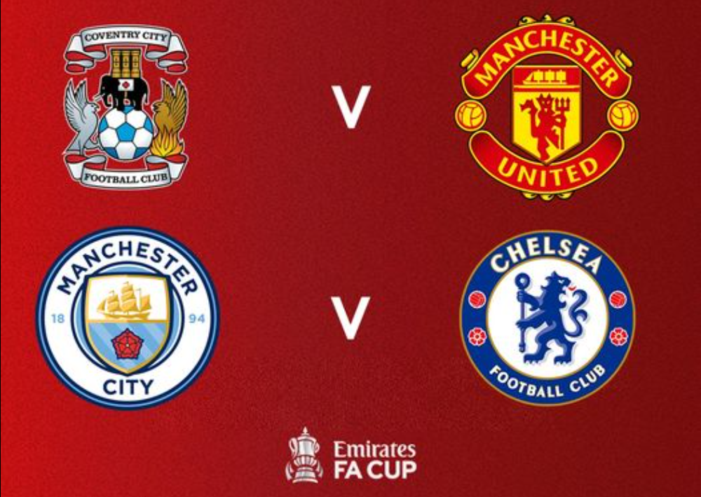 Bán kết Cup FA: Man City và Chelsea, Man Utd gặp đội hạng Nhất