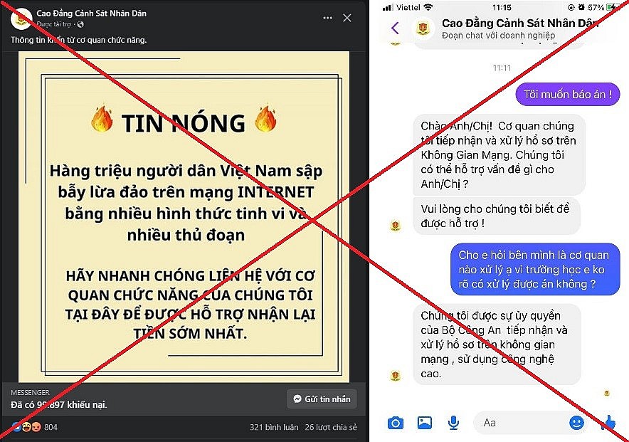 Cảnh báo trang Facebook giả mạo Cao đẳng Cảnh sát nhân dân hỗ trợ lấy lại tiền lừa đảo