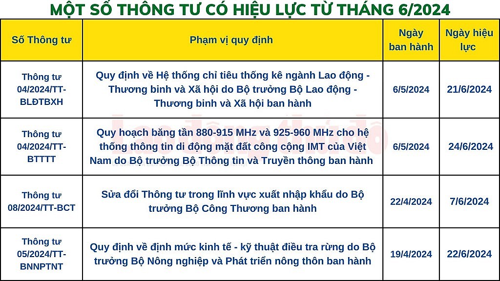 Chính sách mới có hiệu lực từ tháng 6/2024