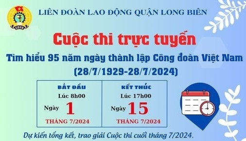 LĐLĐ quận Long Biên tổ chức Cuộc thi trực tuyến tìm hiểu 95 năm Ngày thành lập Công đoàn Việt Nam