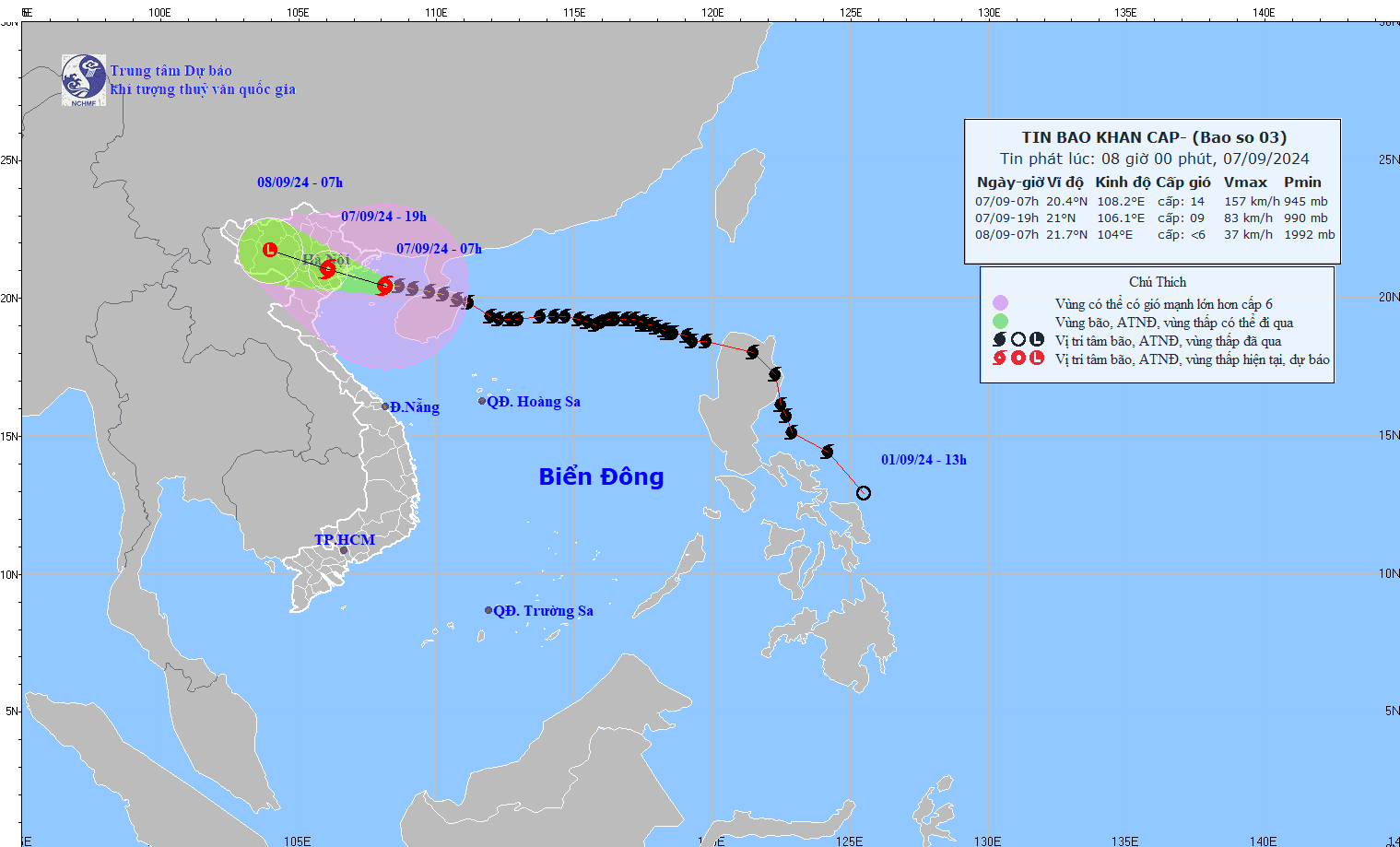 Tin bão mới nhất 8h ngày 9/7: Bão số 3 cách bờ biển Quảng Ninh - Hải Phòng 132km, đề phòng dông lốc và gió giật mạnh