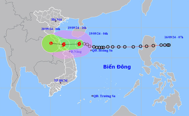 Dự báo đường đi của bão số 4. (Nguồn: NCHMF)