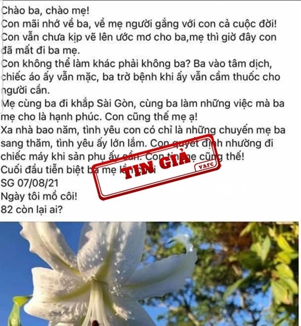 VAFC khuyến cáo không chia sẻ thông tin chưa kiểm chứng