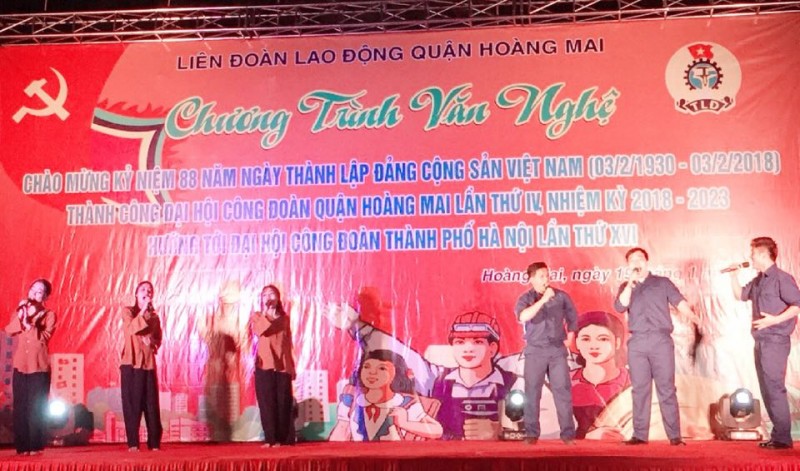 chuong trinh van nghe chao mung thanh cong dai hoi cong doan quan hoang mai lan thu iv