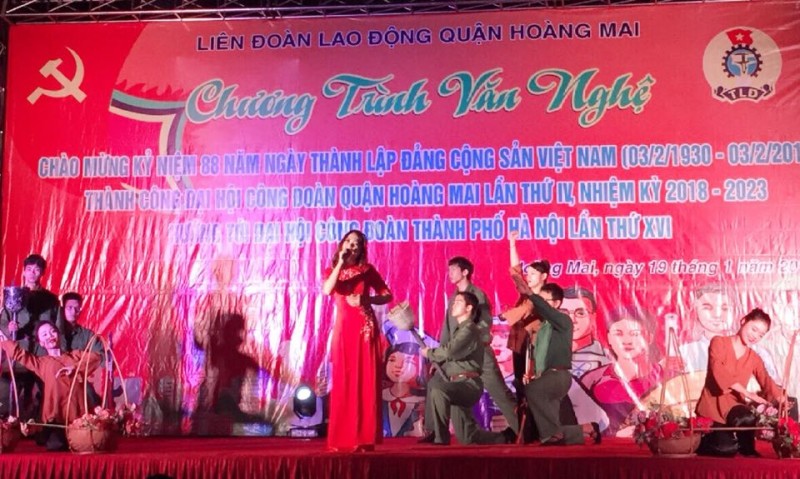 chuong trinh van nghe chao mung thanh cong dai hoi cong doan quan hoang mai lan thu iv