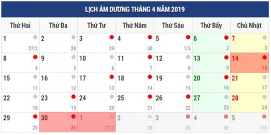 Dịp giỗ Tổ Hùng Vương, 30/4, 1/5 năm 2019: người game bài uy tín
 được nghỉ 8 ngày