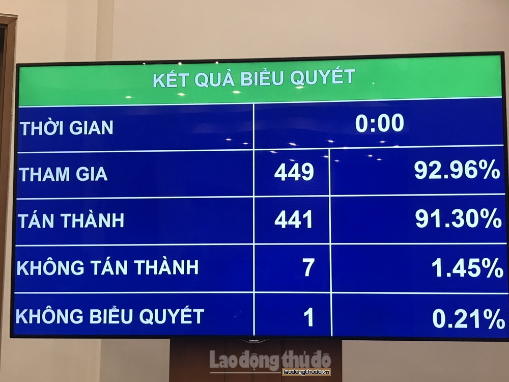 441 đại biểu tán thành thông qua Luật Thanh niên (sửa đổi)