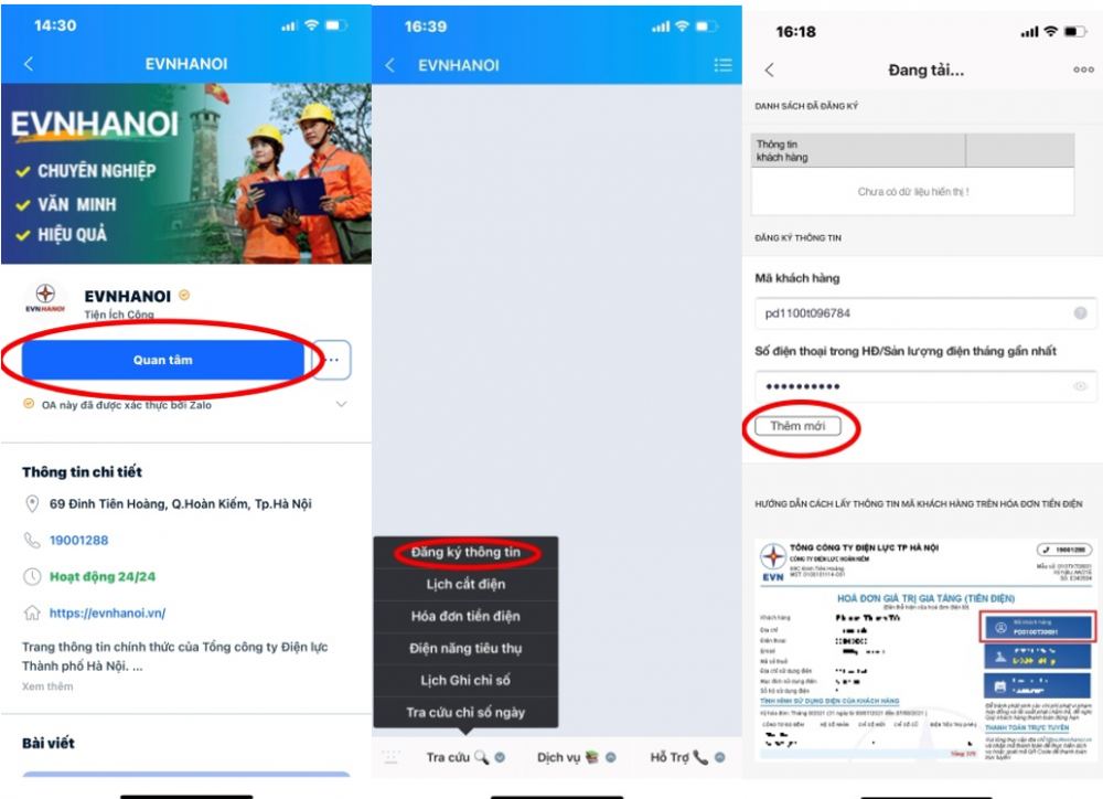 EVN Hà Nội triển khai nhiều dịch vụ hỗ trợ khách hàng trên ứng dụng Zalo