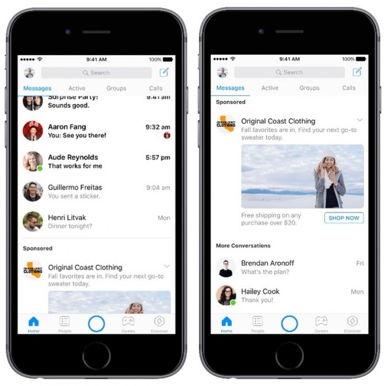 facebook bat dau thu nghiem quang cao tren messenger