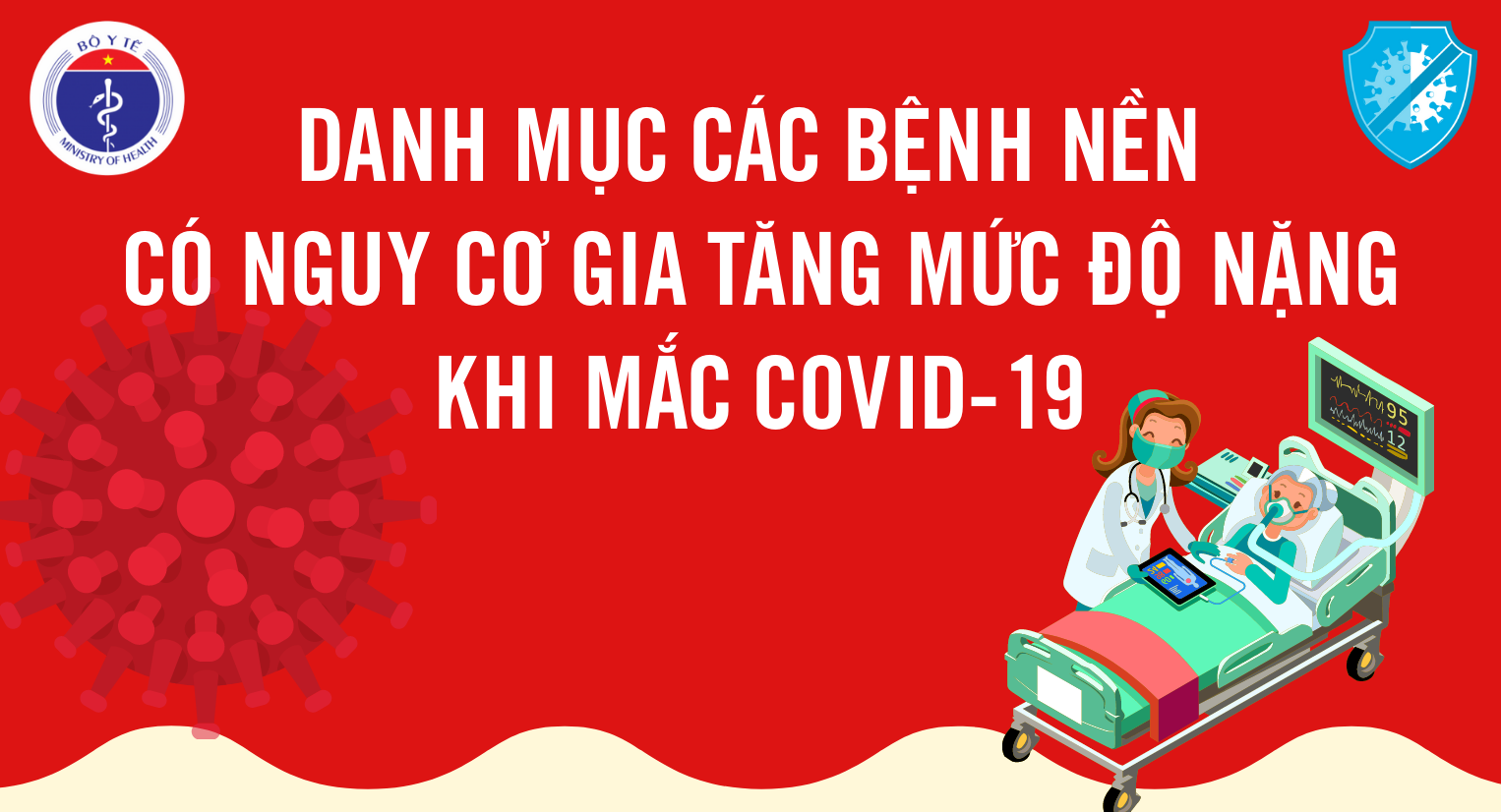 [Infographic] Danh mục các bệnh nền có nguy cơ gia tăng mức độ nặng khi mắc Covid-19