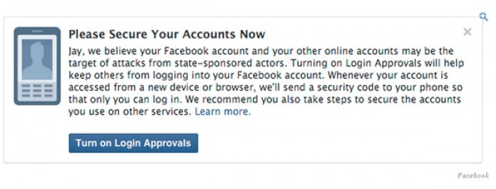 Facebook thêm thông báo về việc người dùng bị tấn công