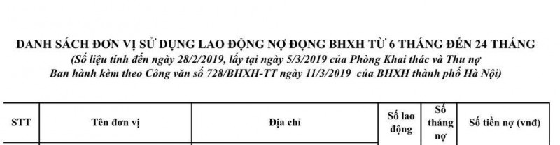 ha noi danh sach cac doanh nghiep no tien bhxh bhyt cua nguoi lao dong 88639