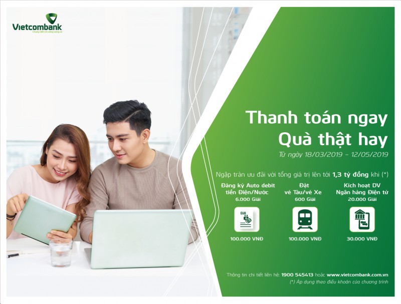 Vietcombank dành 1,3 tỷ đồng ưu đãi khách hàng cá nhân