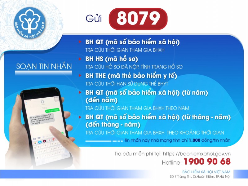 Từ 1/8, chỉ tra cứu thông tin bảo hiểm xã hội, bảo hiểm y tế qua đầu số 8079