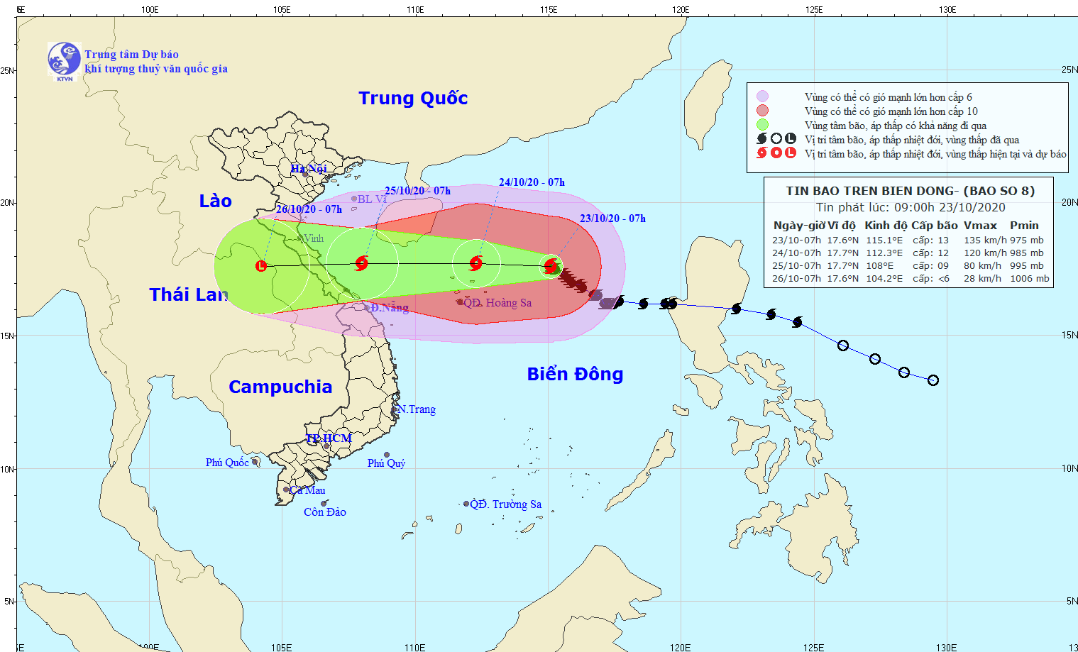 Bão số 8 có thể suy yếu thành vùng áp thấp