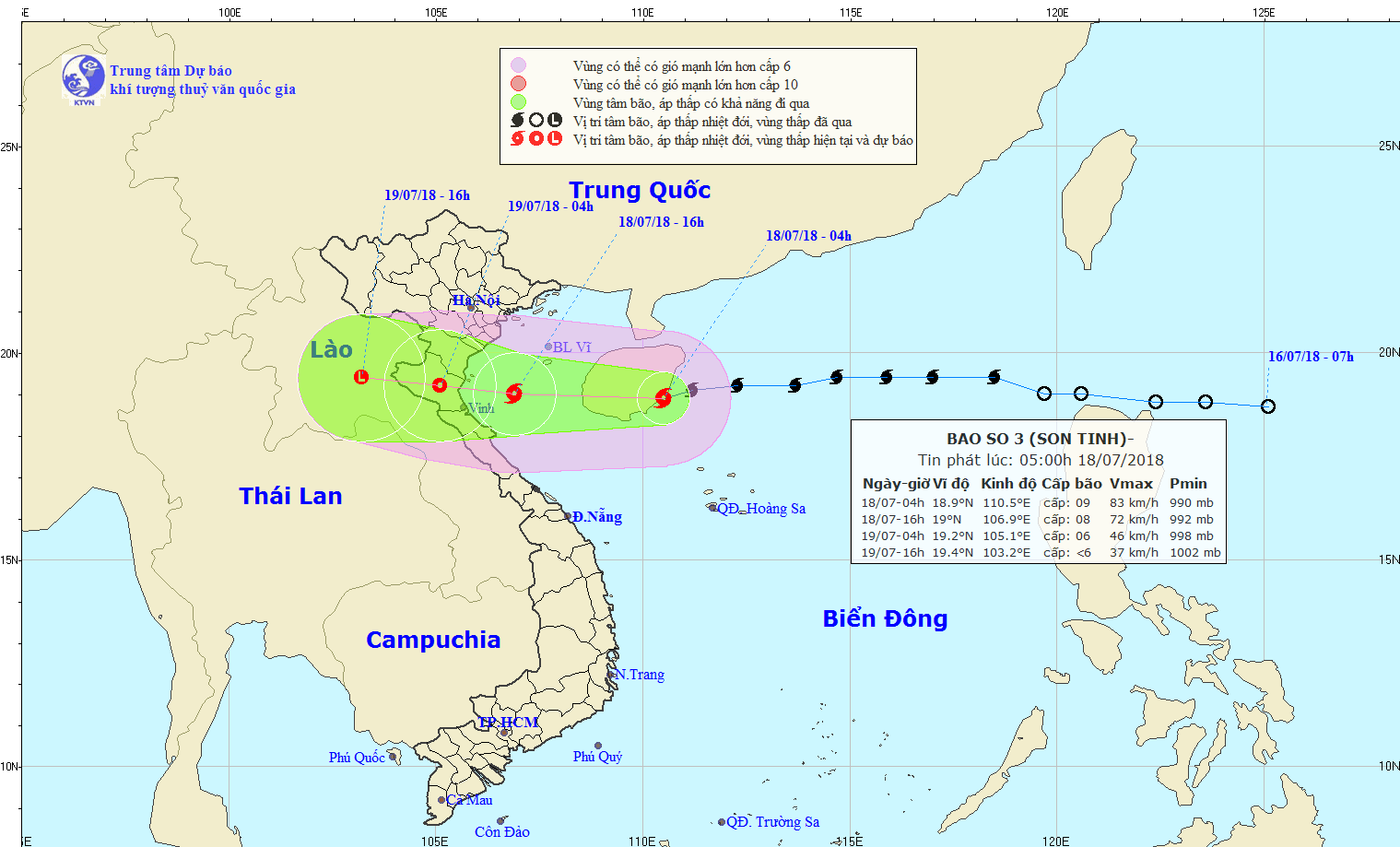 Cơn bão số 3 đang hướng thẳng vào Bắc Bộ