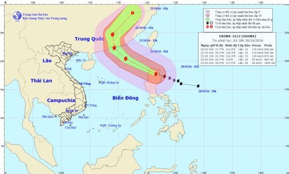 Tình hình diễn biến siêu bão Haima xuất hiện gần Biển Đông