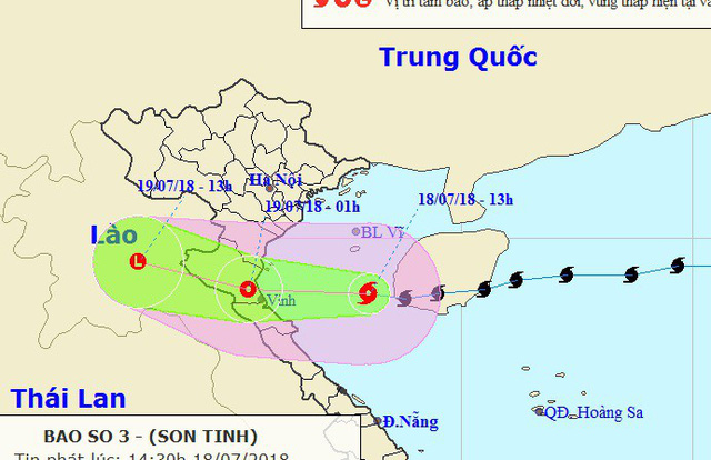 Bão số 3 vào Vịnh Bắc Bộ, đang hướng vào Thái Bình - Quảng Bình