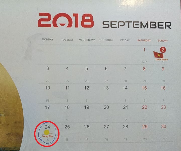 Trung Thu 2018 vào thứ mấy, ngày mấy dương lịch?