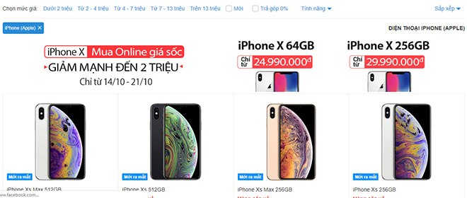 da co gia ban chinh thuc iphone xs xs max va xr tai viet nam