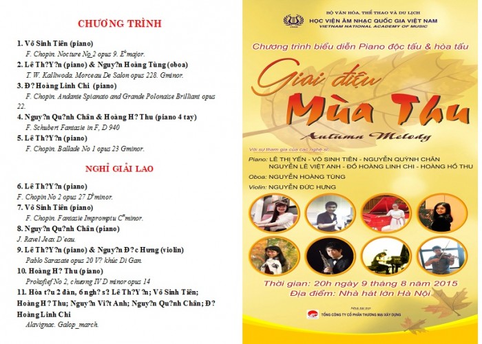 Liên hoan nghệ thuật "Giai điệu Mùa thu 2015" sẽ khai mạc vào 20 giờ tối mai