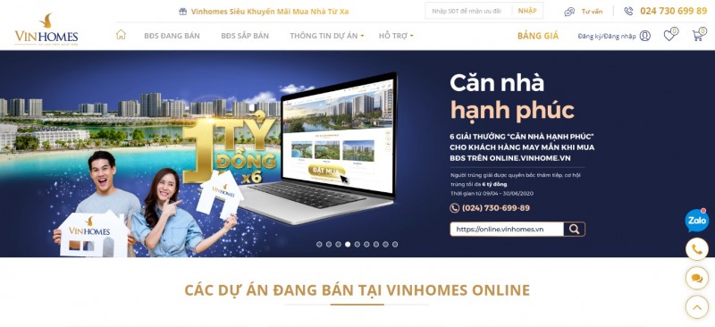 Vinhomes ra mắt dàn giao dịch bất động sản trực tuyến