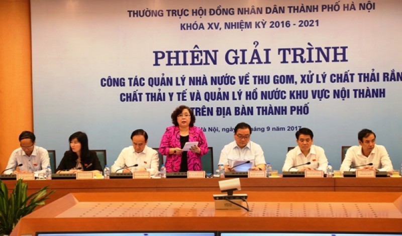 hdnd tp ha noi to chuc phien giai trinh ve thu gom xu ly chat thai quan ly ho nuoc